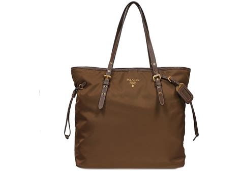 prada shopping tote tessuto brown|prada tote bag leather.